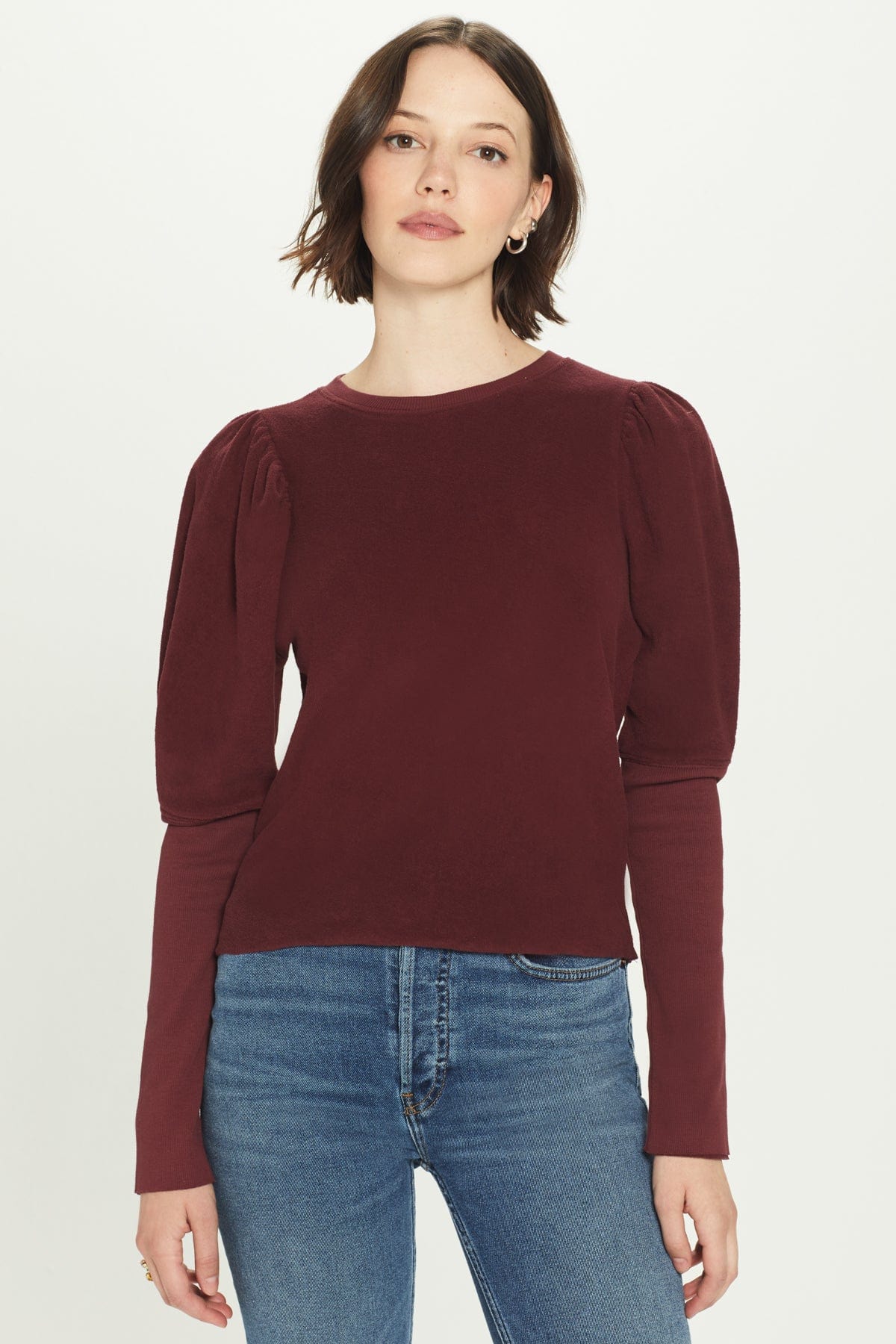 Reverse French Terry Puff Sleeve Sweatshirt | Goldie