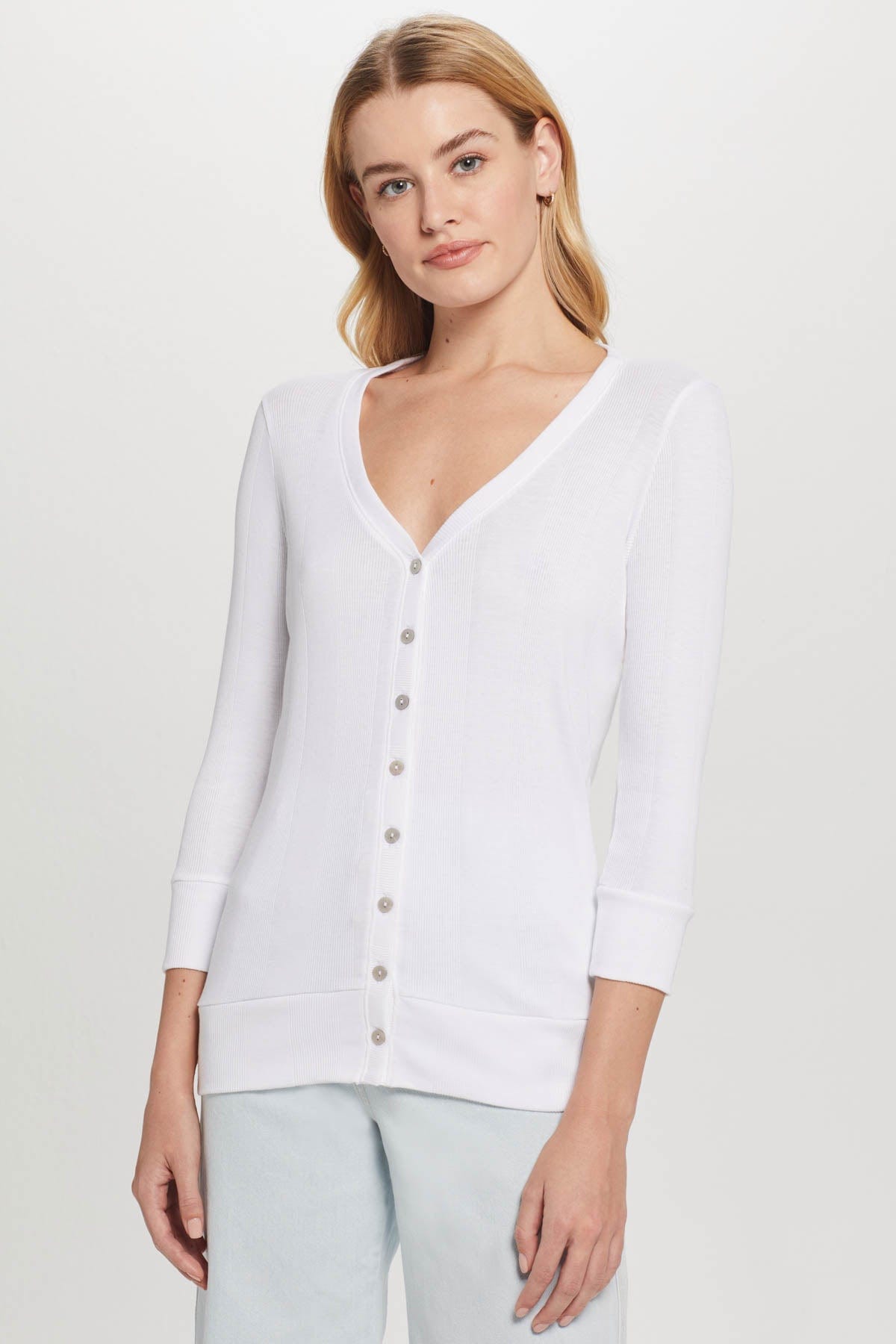 Serendipitous - Plain Pointelle Button-Up Knit Cropped Cardigan