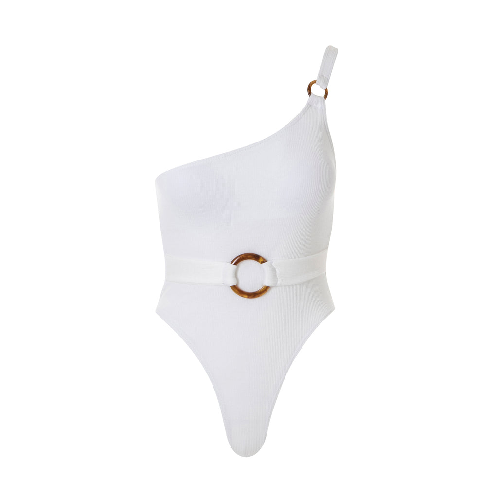 O-Ring Belted Swimsuit White – THE LOT