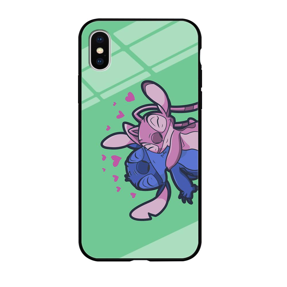 Stitch And Angel Huge Green Wallpaper iPhone XS Case
