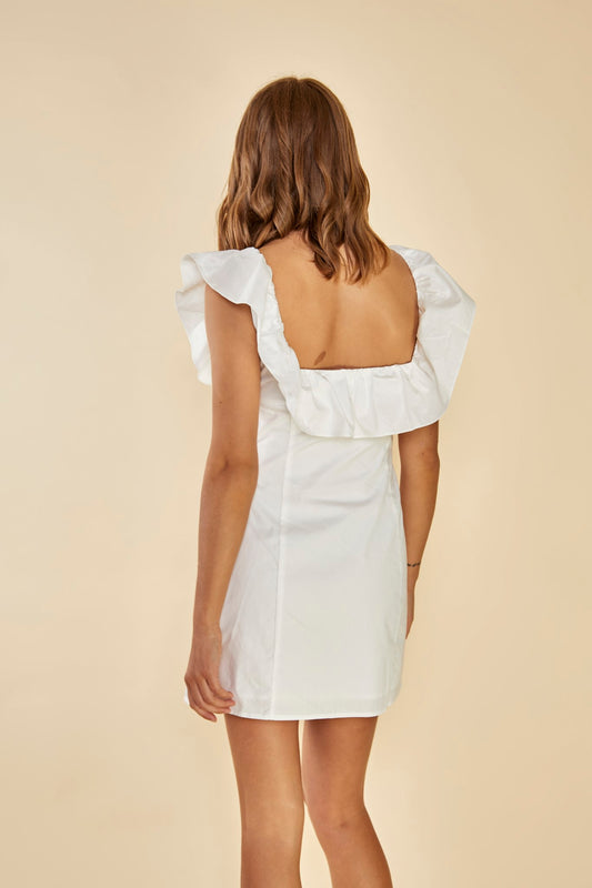 Glamorous Studio White Mesh Ruched Bardot Mini Dress - Glamorous