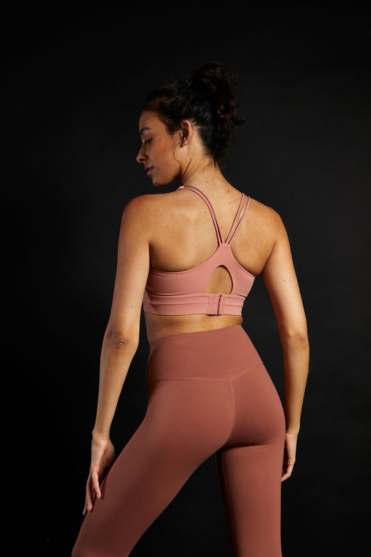 Chocolate Ruched Sports Bra - Glamorous