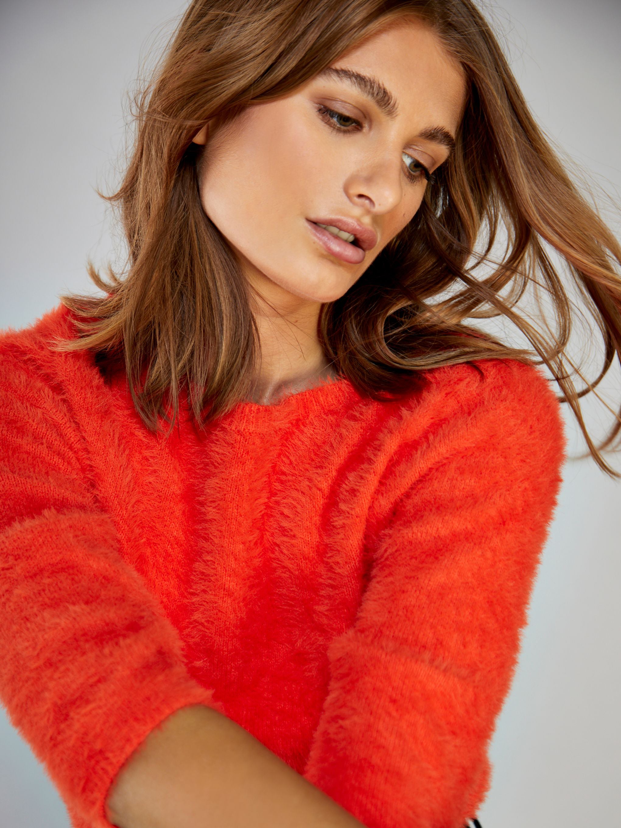 Glamorous Spicy Orange Crop 3/4 Length Sleeve Jumper