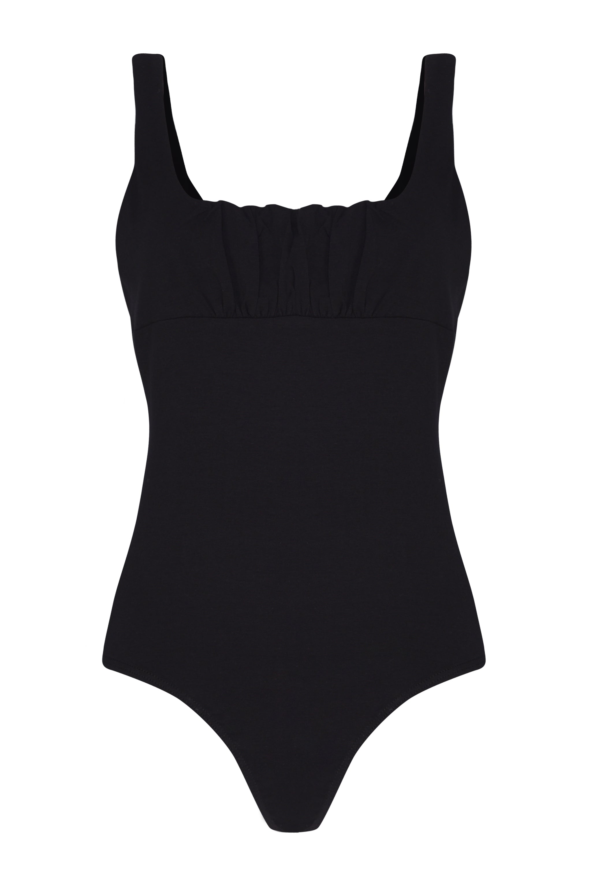 Glamorous Black Ruched Front Body Suit