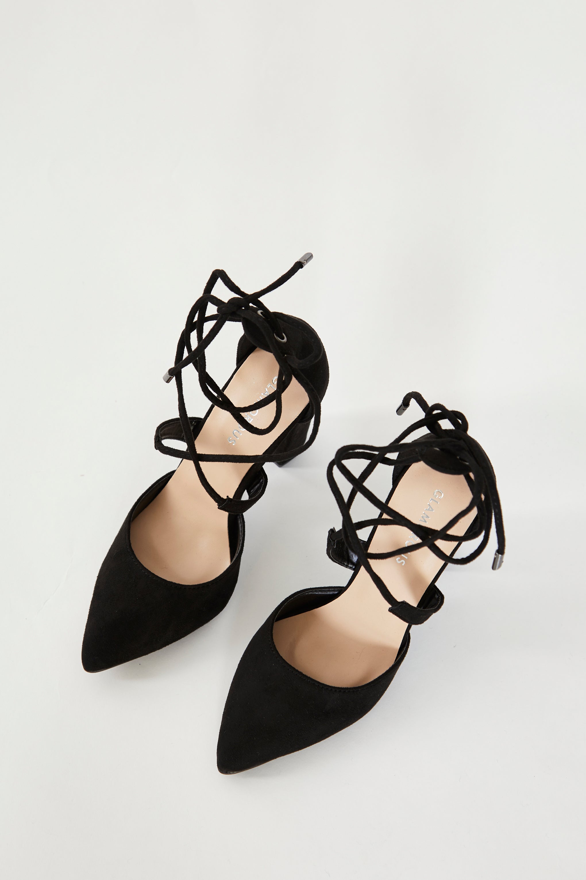 Glamorous Black Strappy Pointed Toe Heels