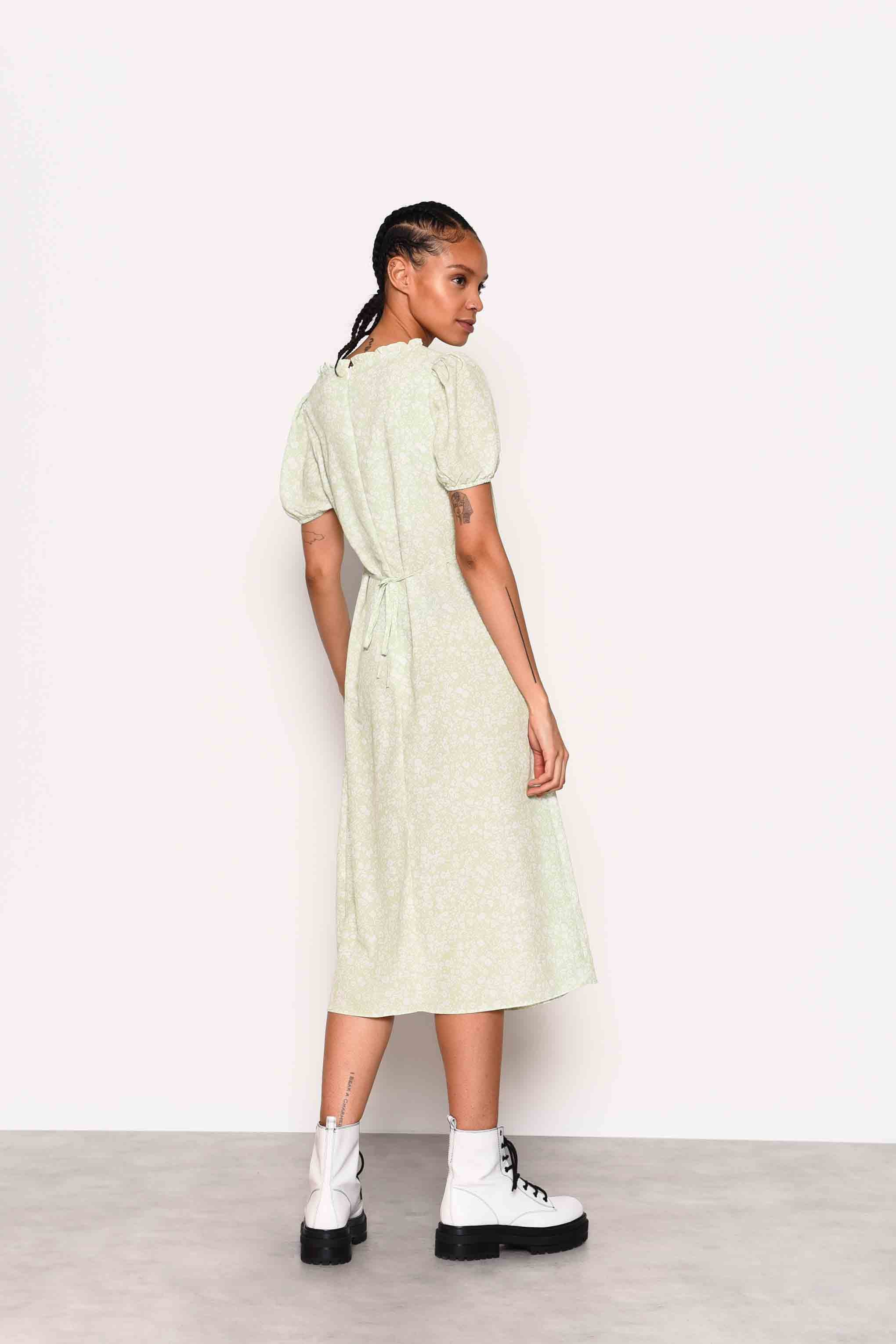 Glamorous Green Ditsy Print Side Split Midi Dress
