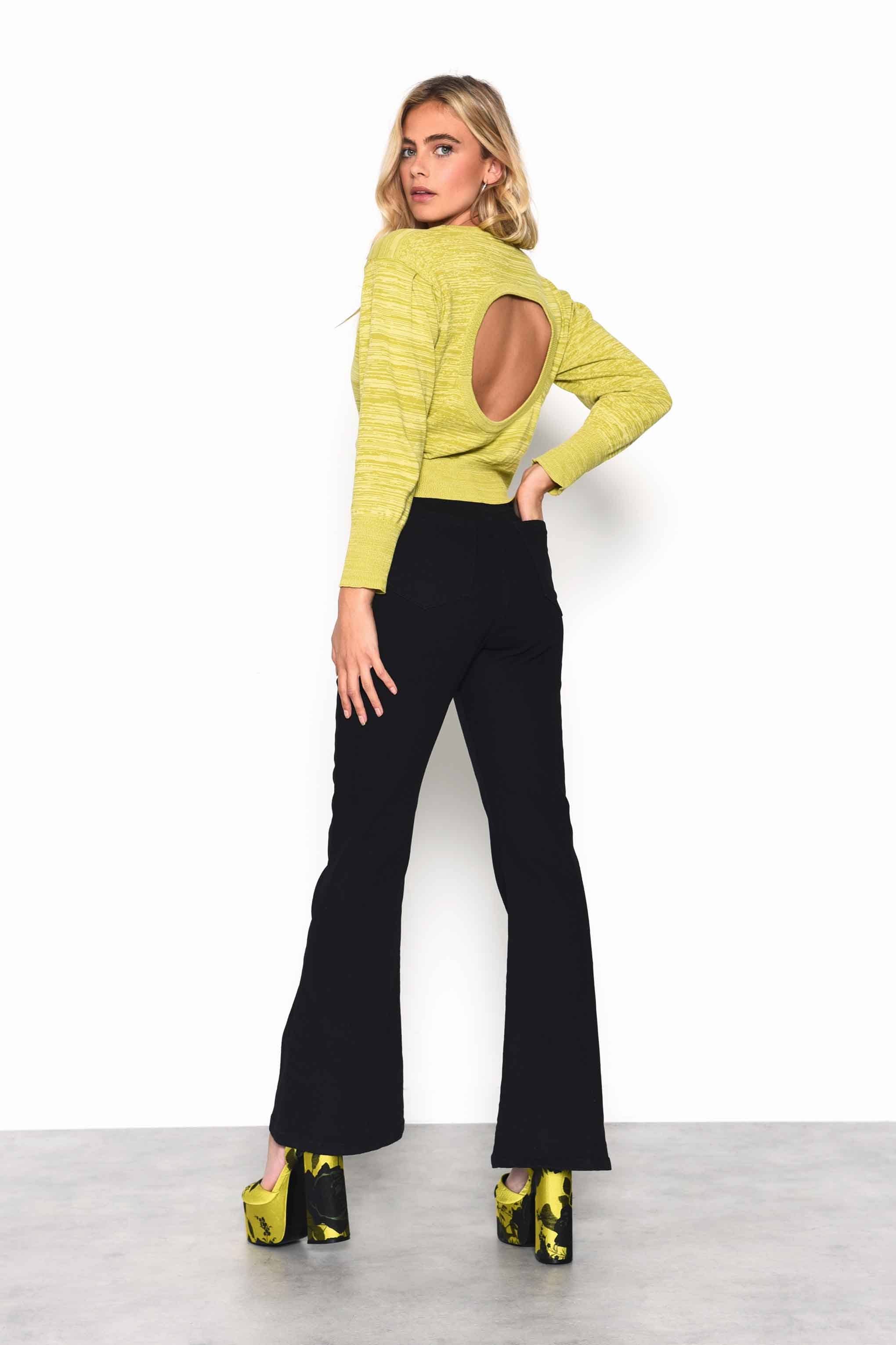 Glamorous Citron Melange Open Back Jumper