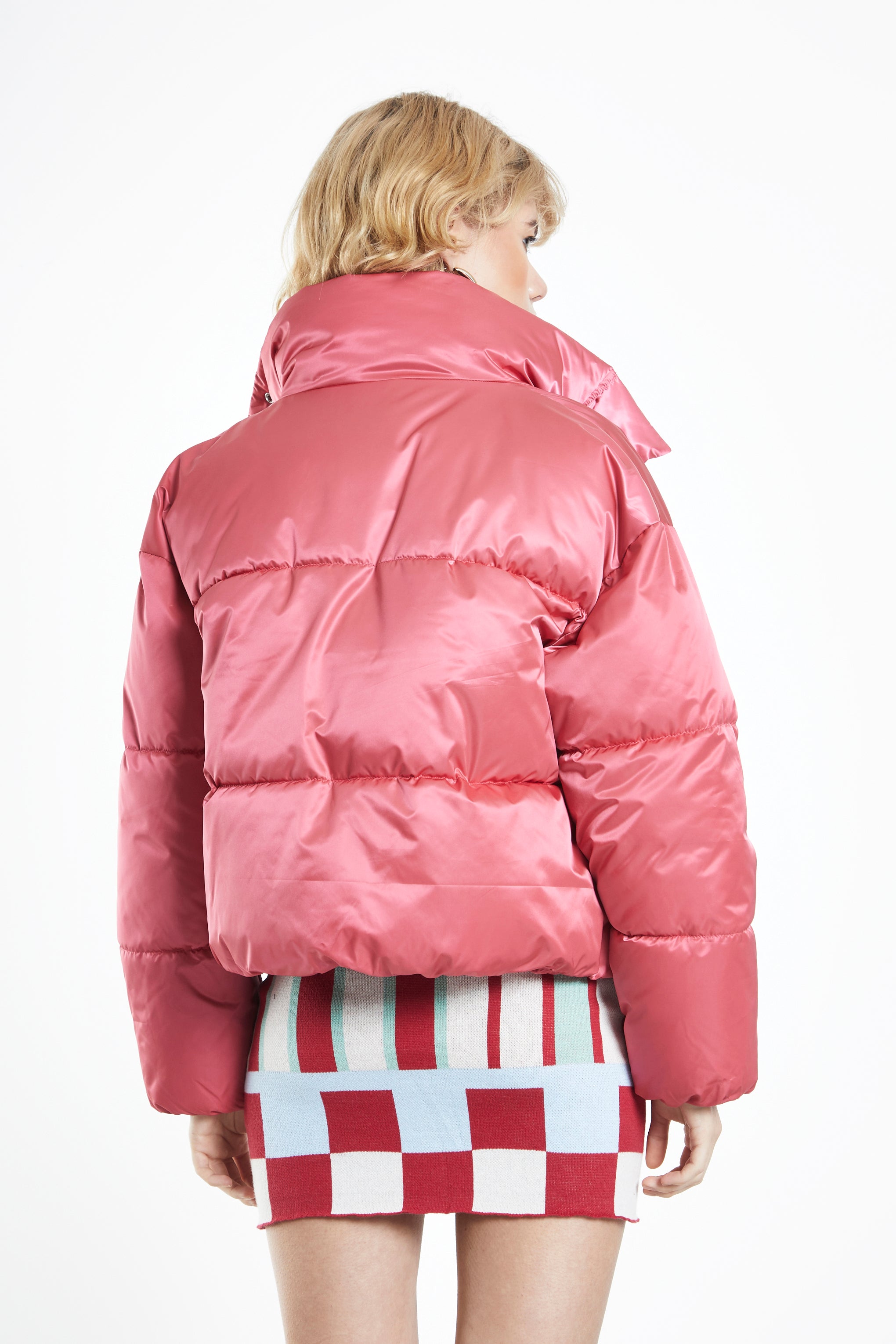 Glamorous Garnet Rose Oversized Puffer Coat