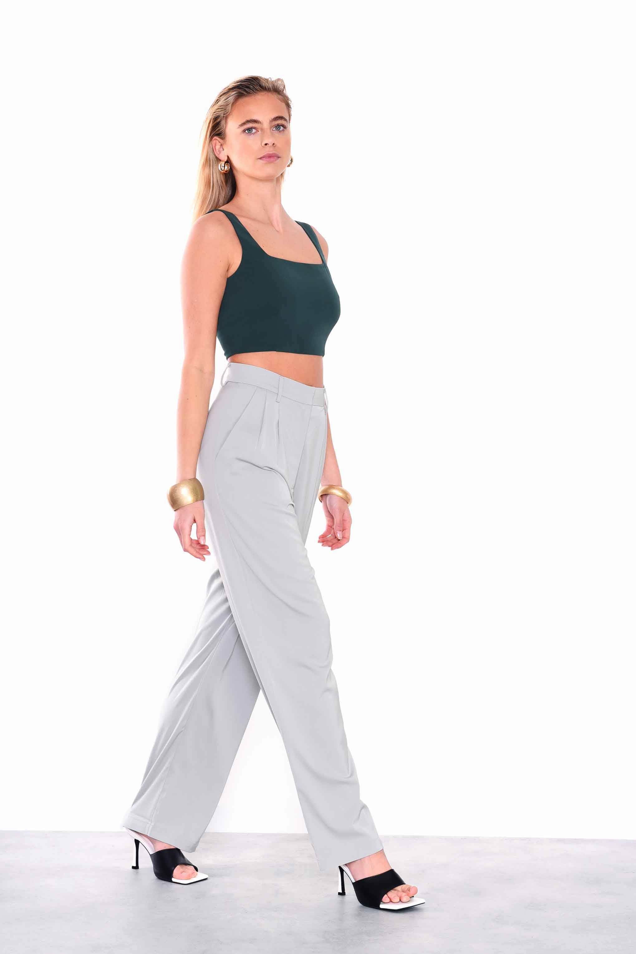 Glamorous Mist Sage High Waisted Tapered Trousers