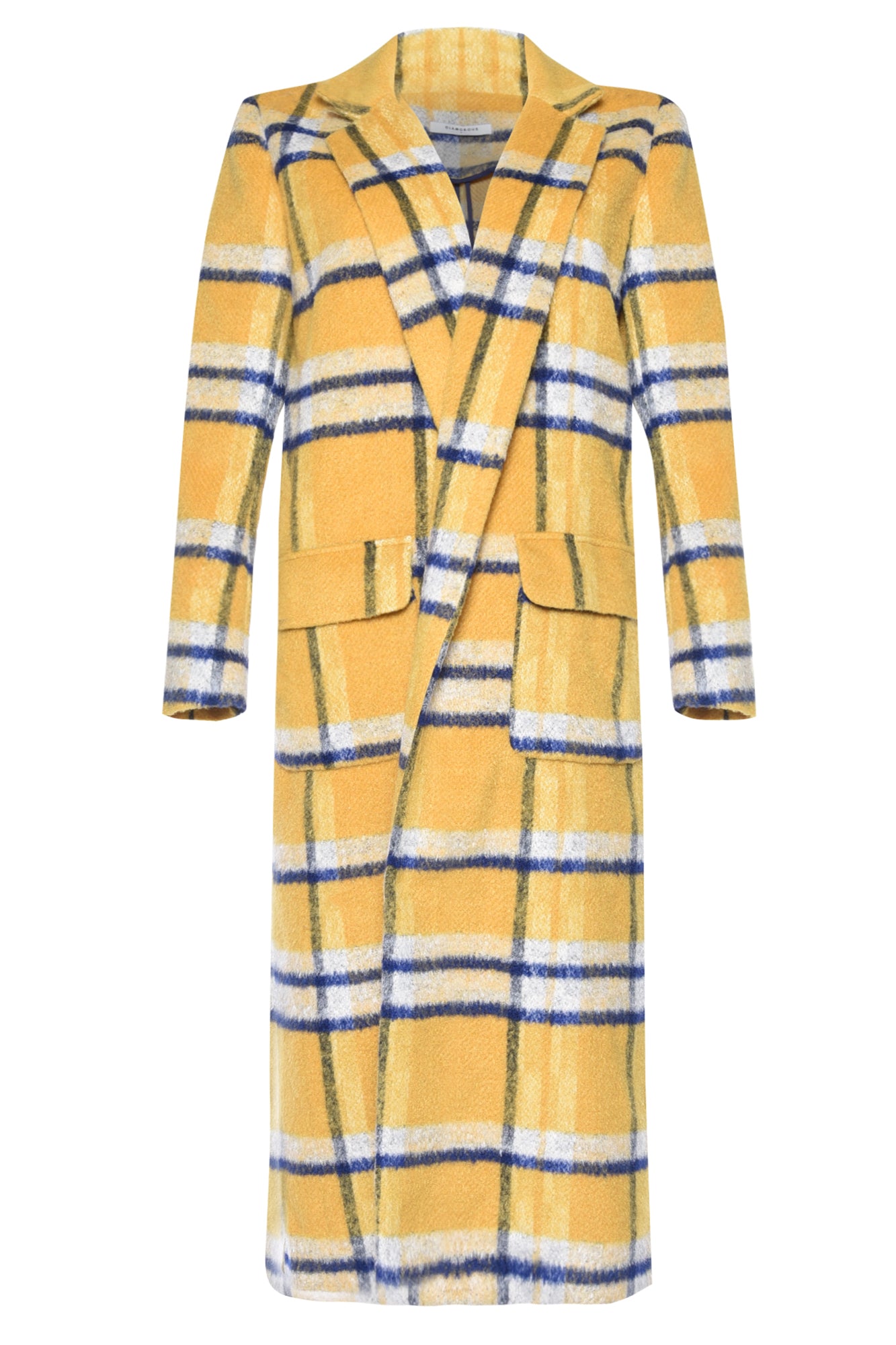 Glamorous Yellow Check Longline Coat