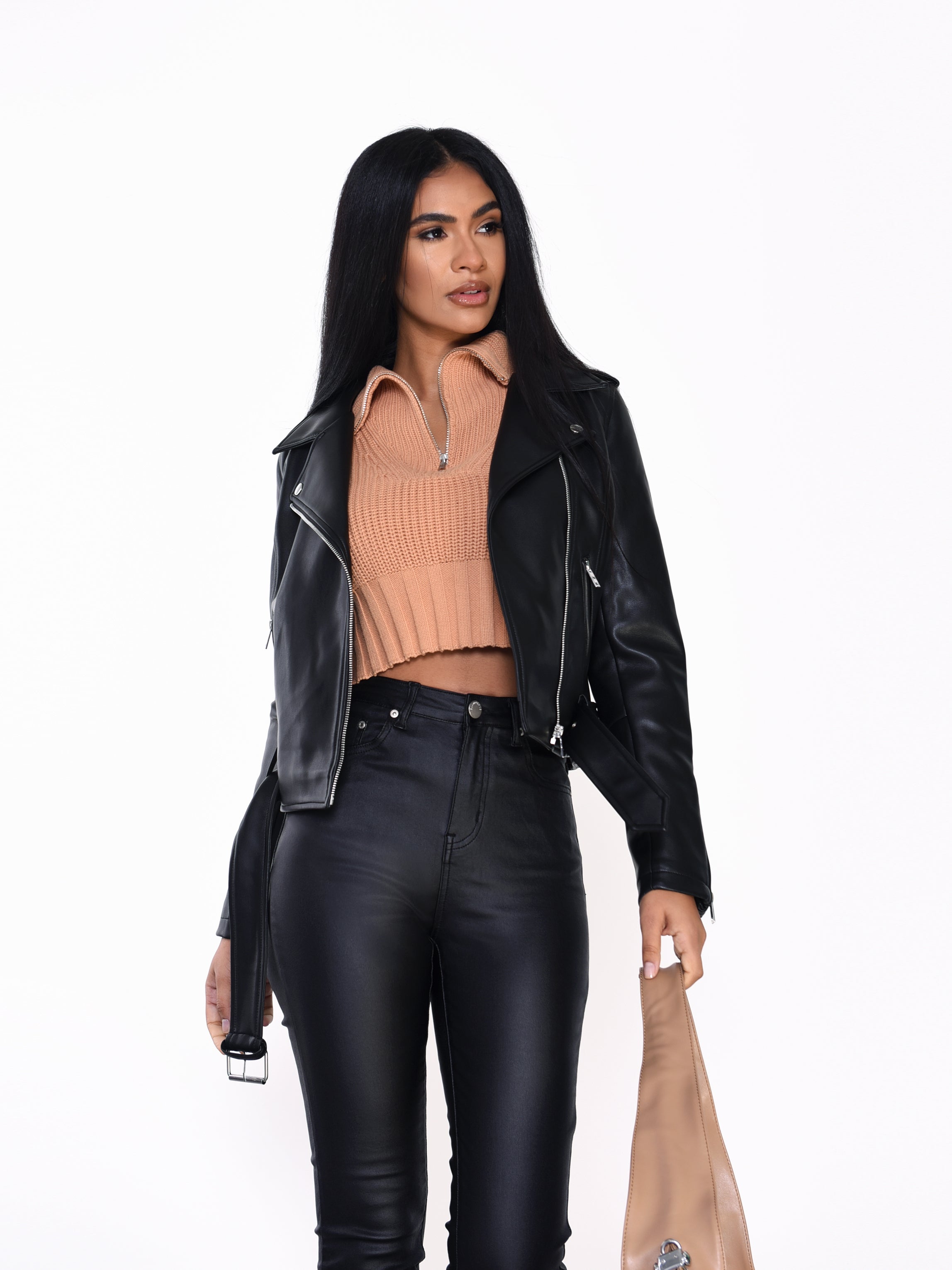 Glamorous Black PU Aviator Jacket