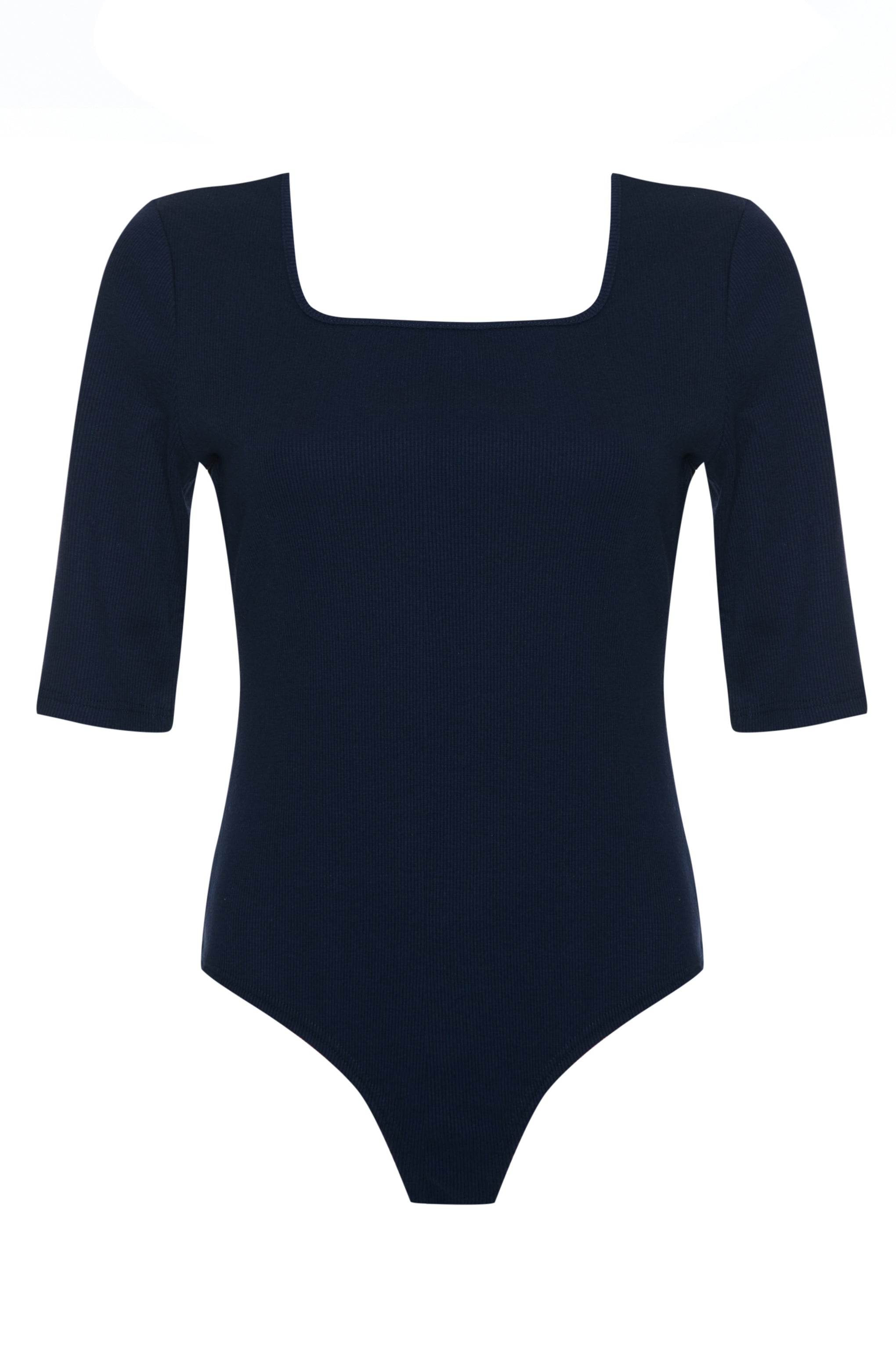 Glamorous Navy Square Neck Long 1/2 Length Sleeve Bodysuit