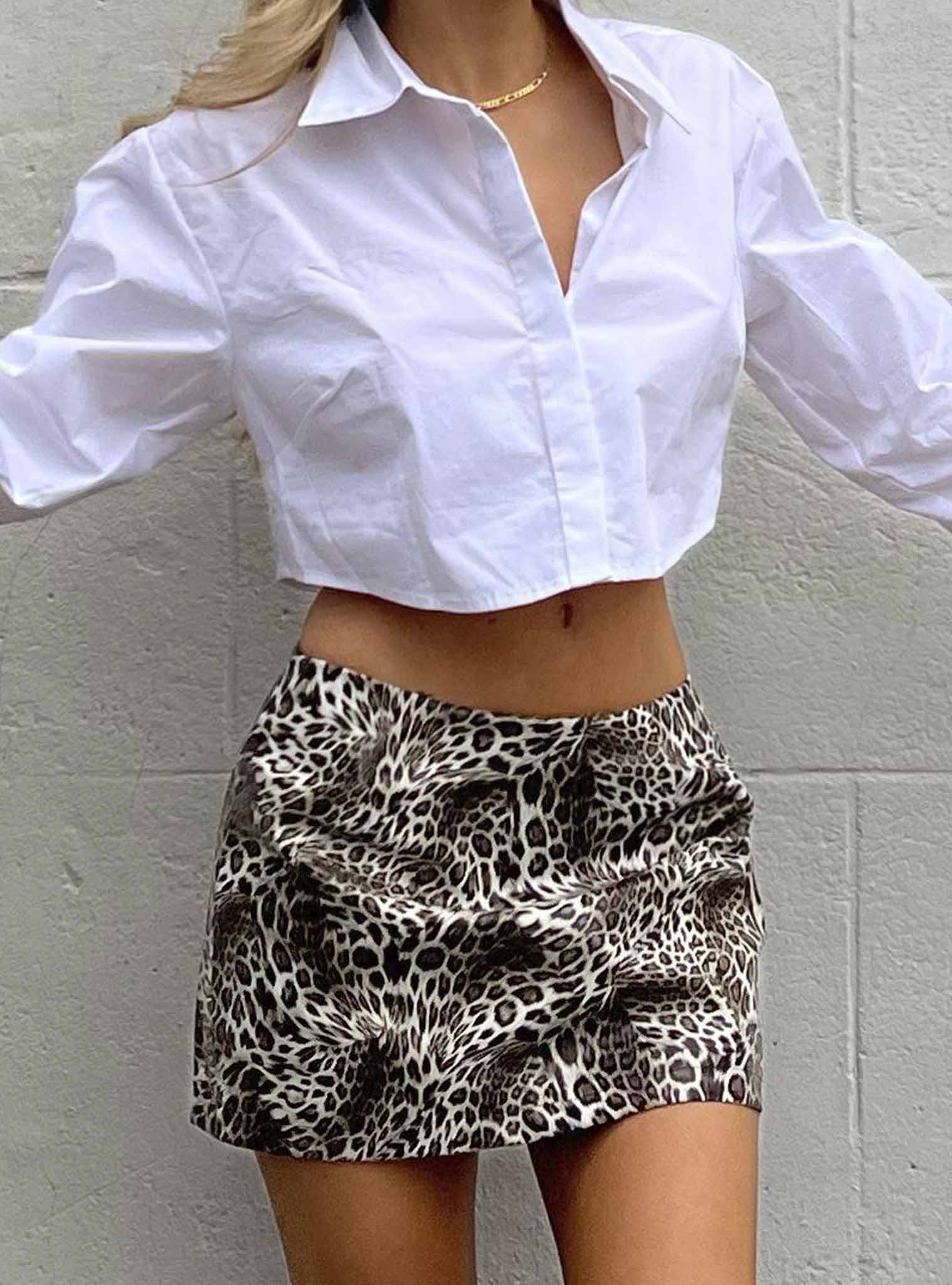 Glamorous Leopard Print PU Mini Skirt