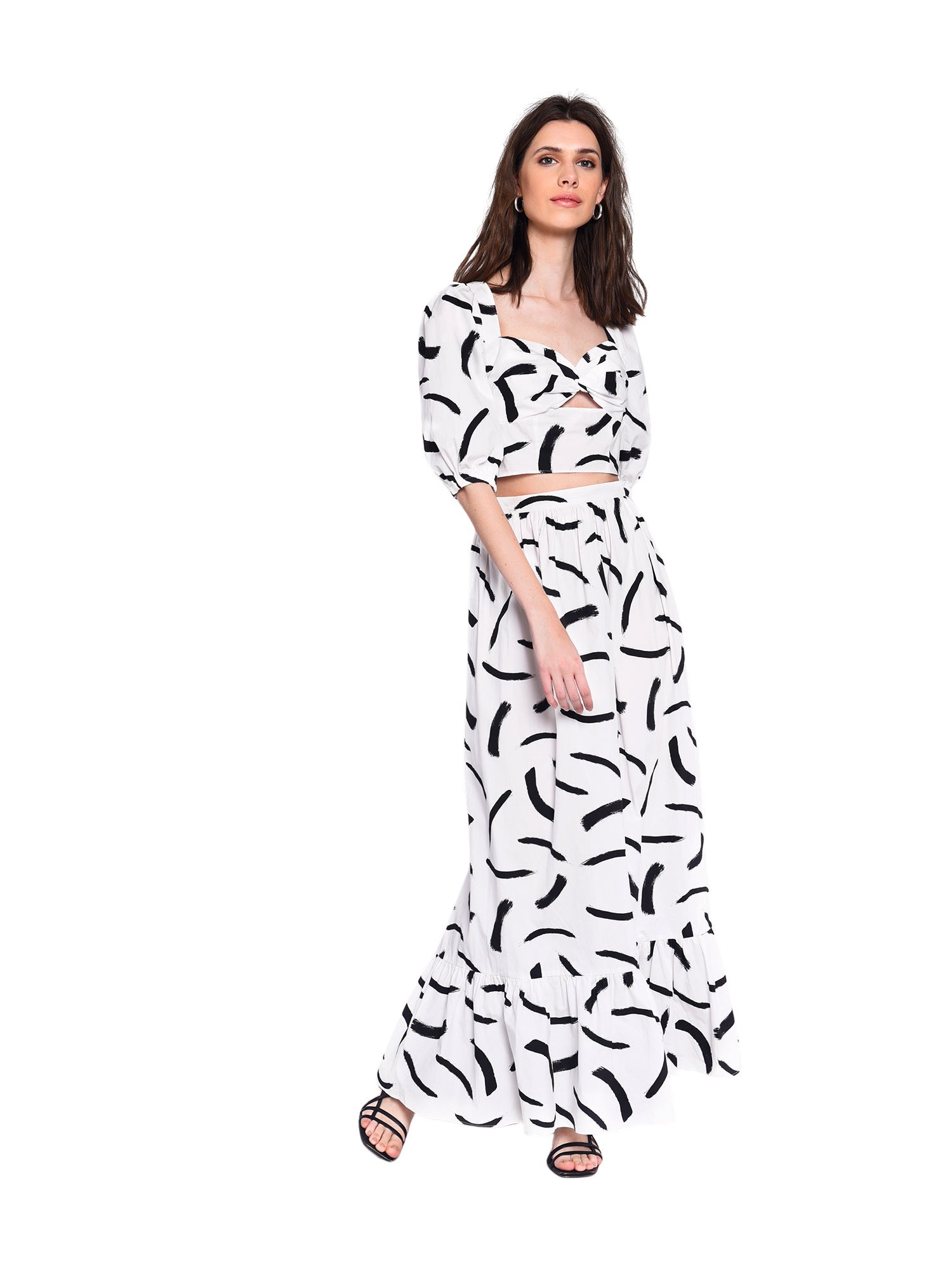 Glamorous Mono Brush Stroke Maxi Skirt