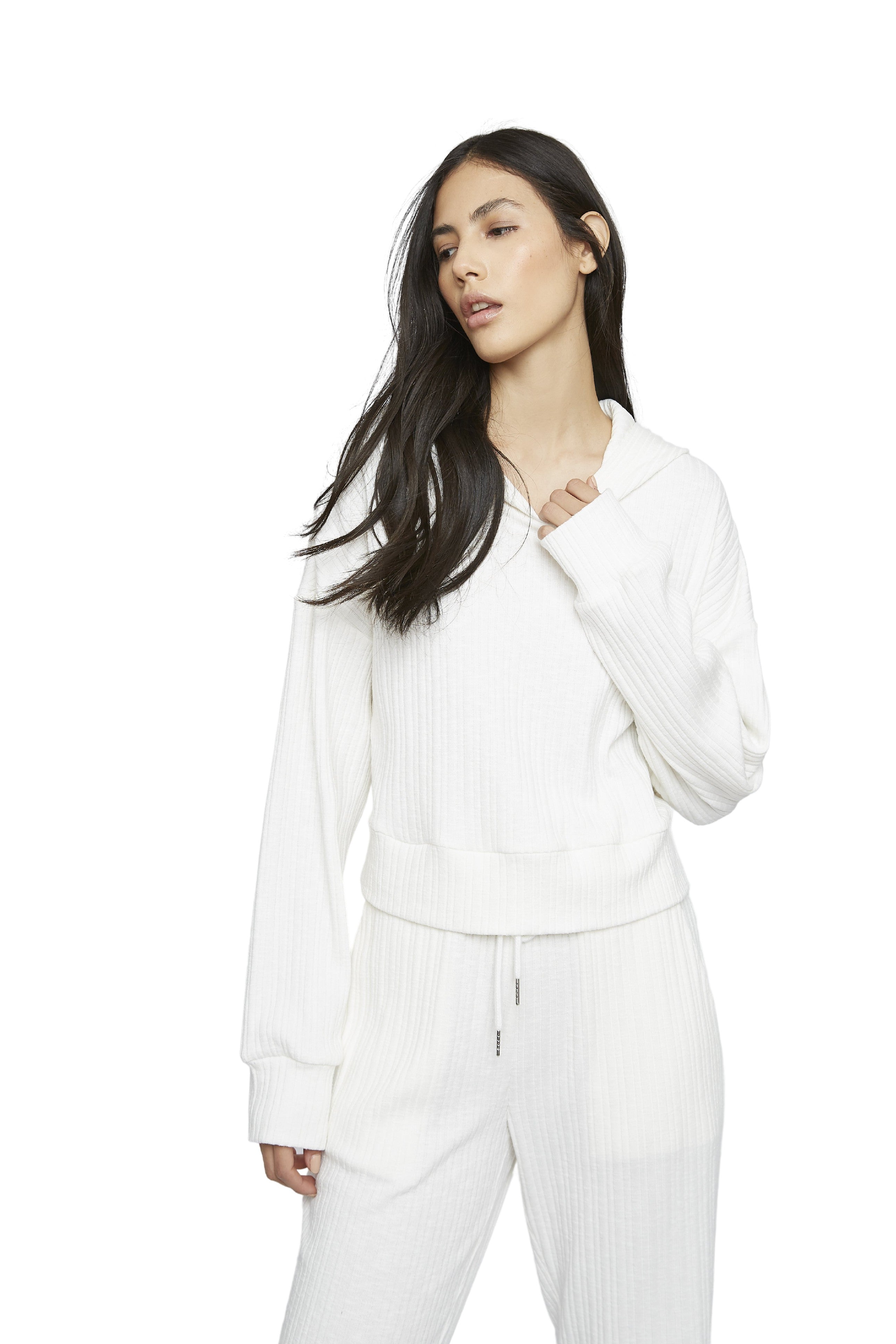 Glamorous White Ribbed Loungewear Top