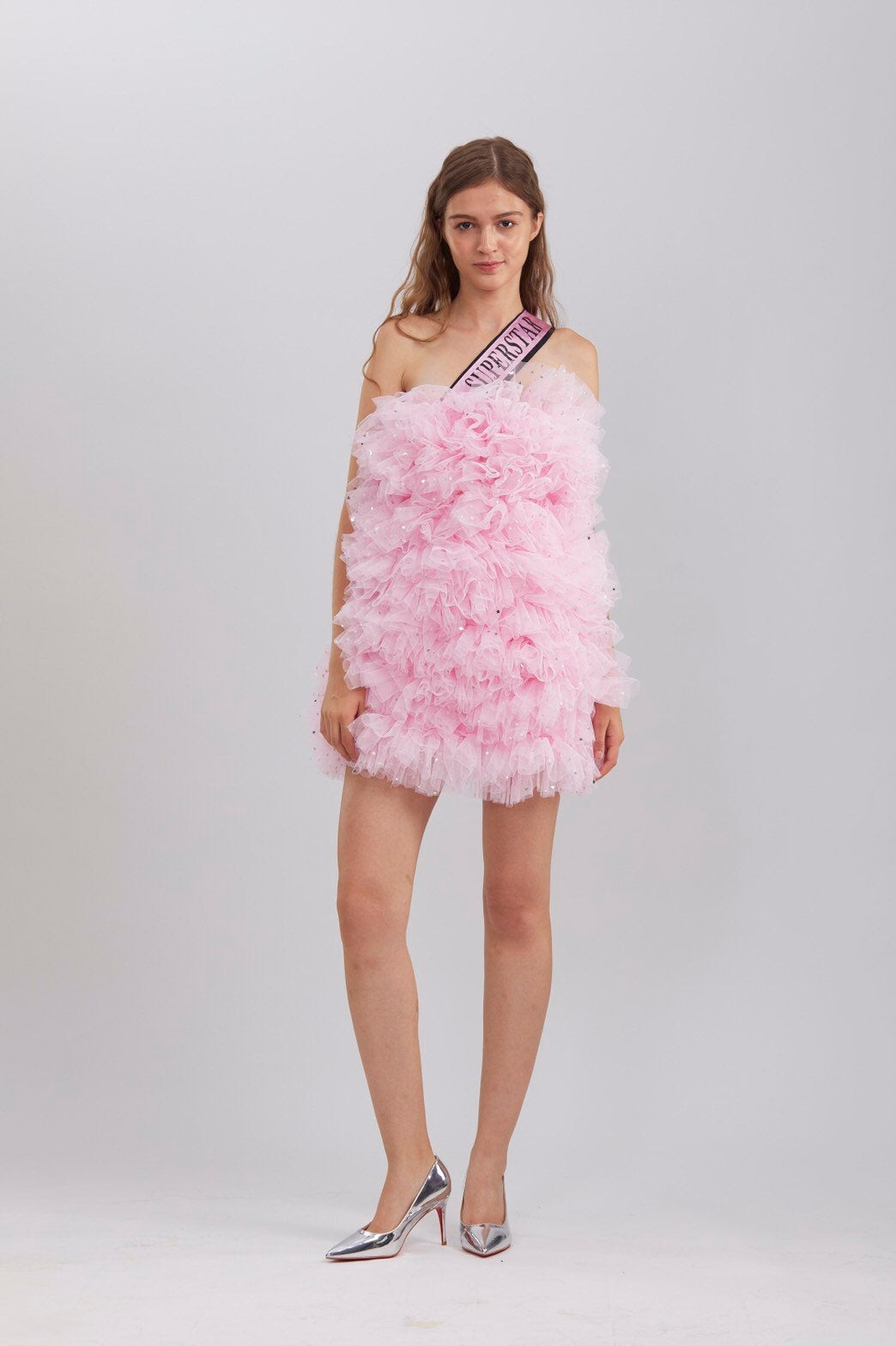 pink tulle mini dress