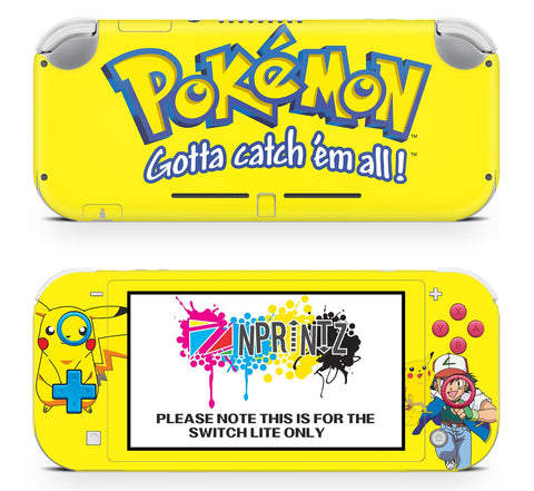 New Pokemon Pikachu Nintendo Switch Lite Yellow Skin Sticker Decal