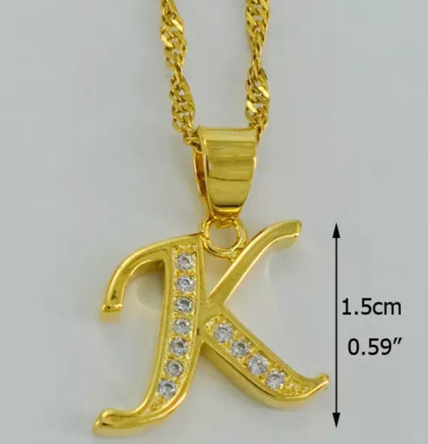 Alphabet Letter Initial:Pendant Necklace for Women-Gold Color ...