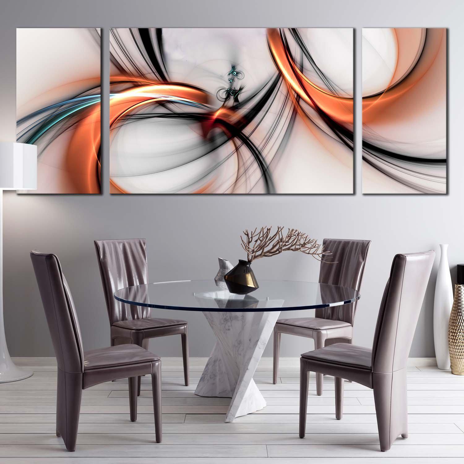 3D Abstract Canvas Print, Orange Black Abstract Art Print