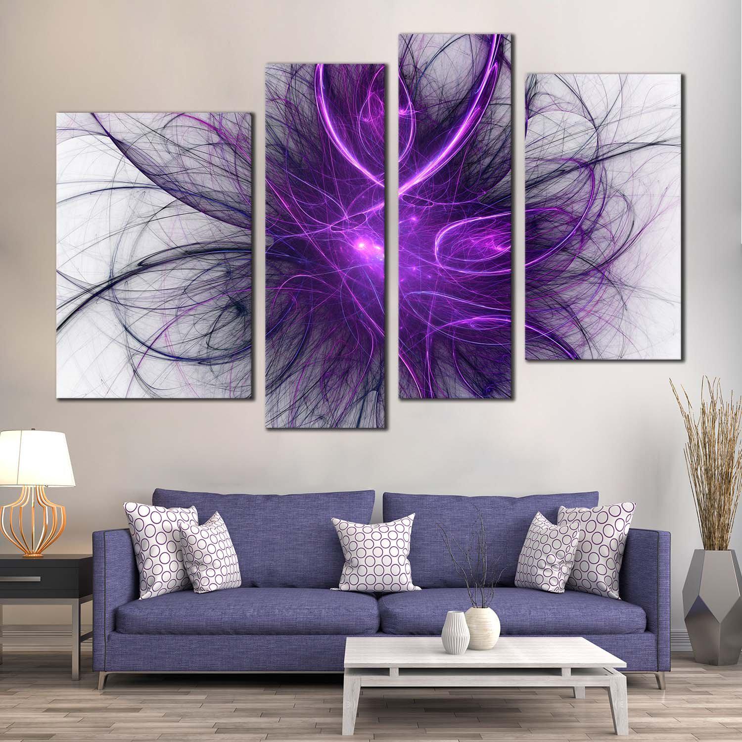 Abstract Graphic Canvas Print, Blue Purple Abstract Fractal Illustrati ...