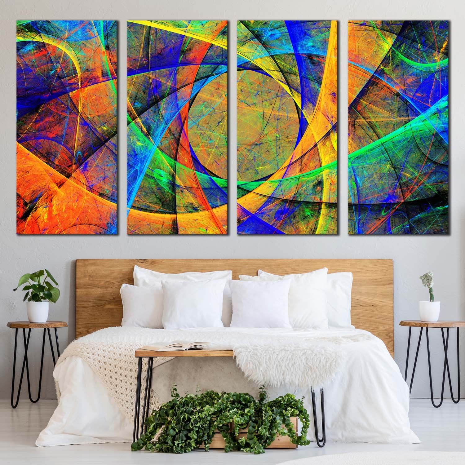 Abstract Patterns Canvas Wall Art, Colorful Abstract 3D Rendering 4 ...