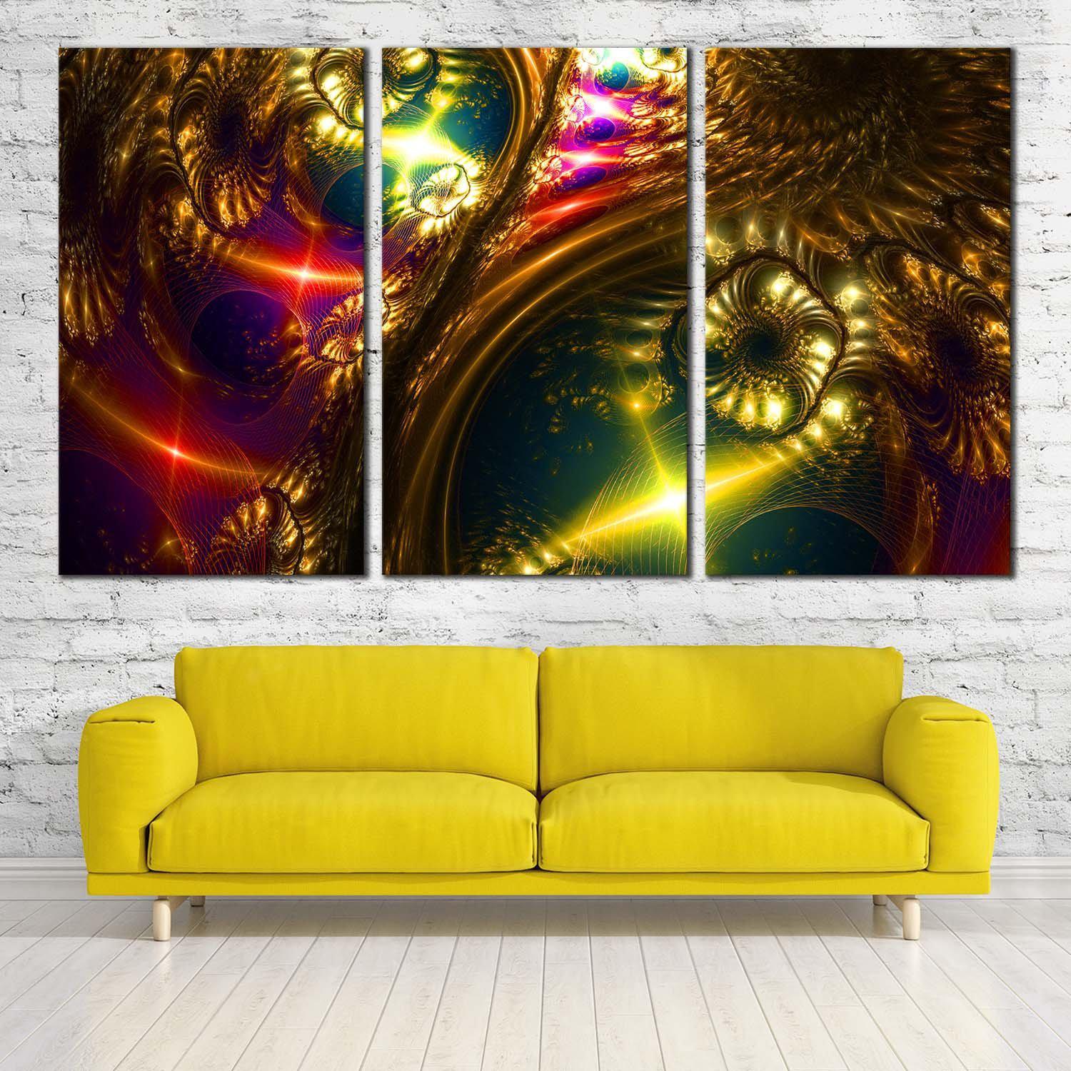 Bright Abstract Canvas Wall Art, Abstract Fantasy 3 Piece Multiple Can ...