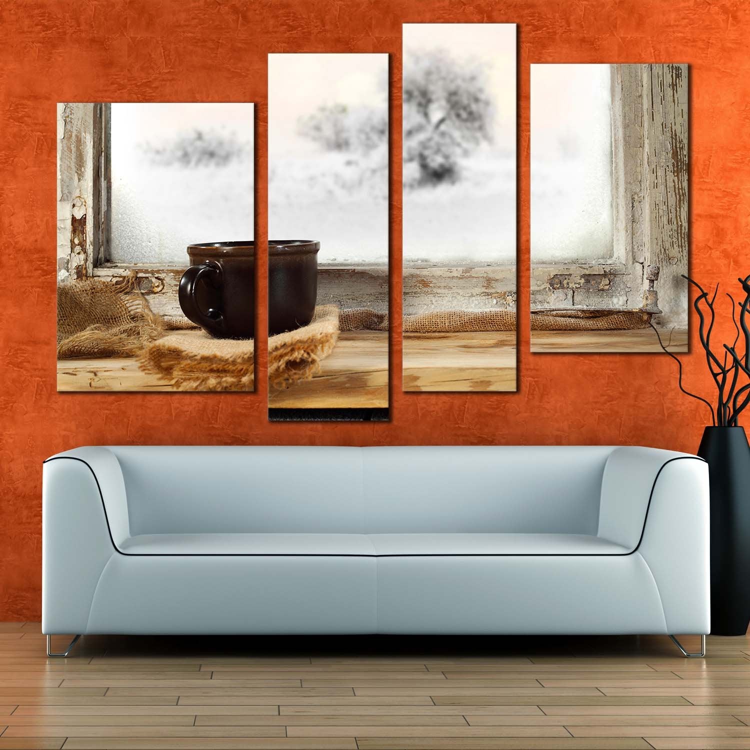 Coffee Cup Canvas Wall Art, Black Coffee Mug 4 Piece Canvas Print, Whi –  Swallart