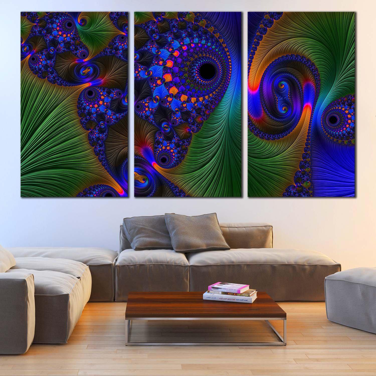 Fractal Abstraction Canvas Wall Art Green Deep Abstract Art Print Bl 9872