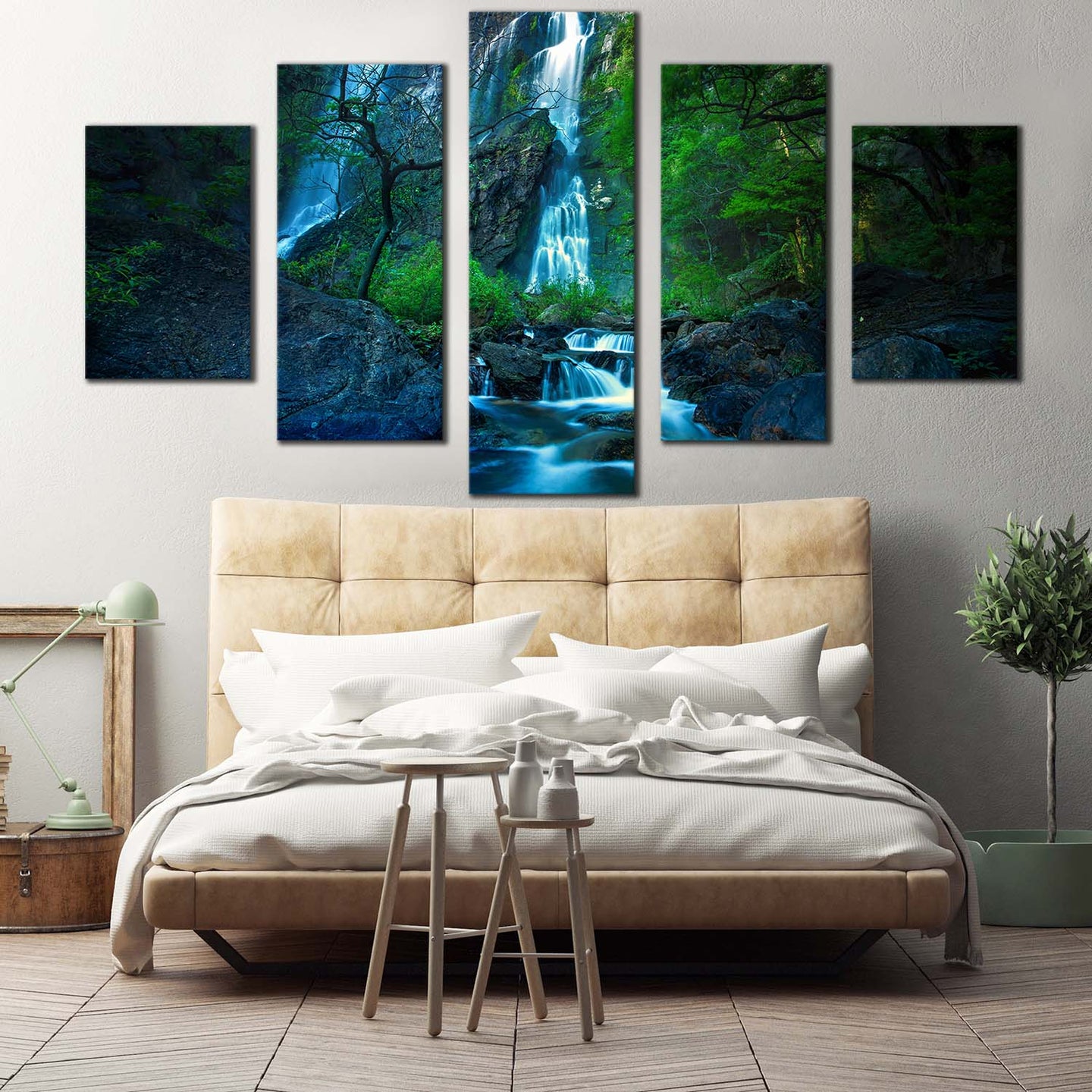 Thailand Forest Canvas Print, Thailand Green Jungle Waterfall 5 Piece ...