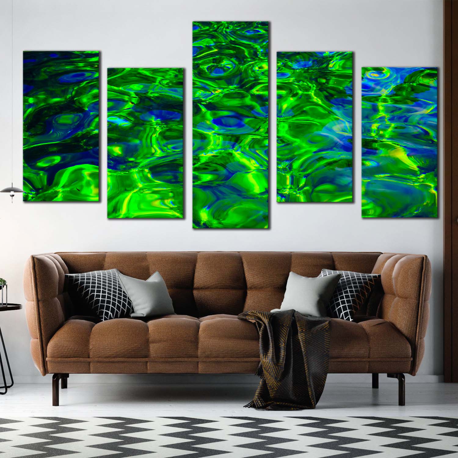 Water Abstract Canvas Wall Art, Blue Green Ocean Water 5 Piece Canvas ...