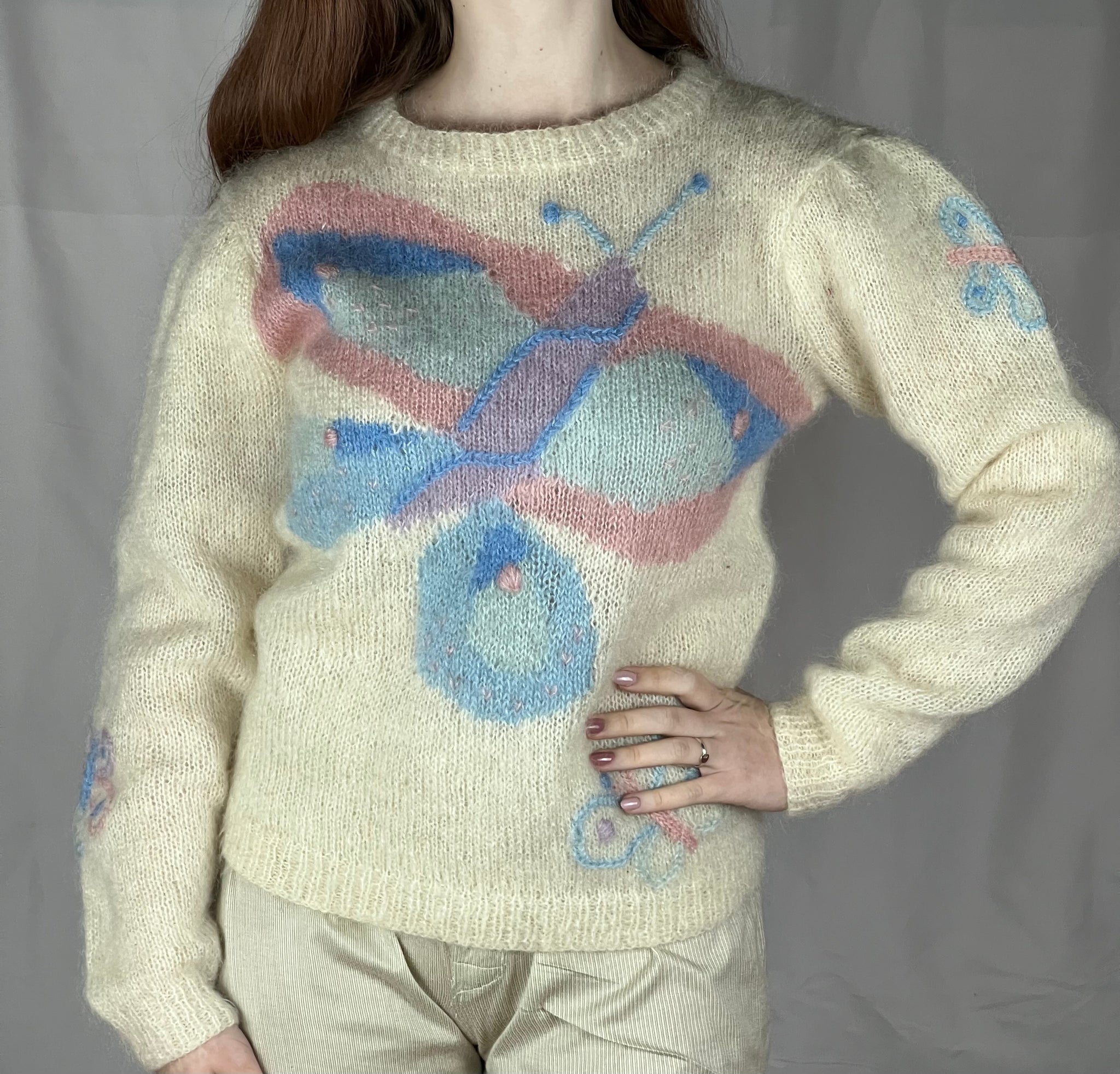 激レアVINTAGE ART PATTERN Mohair like Knit-