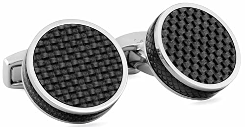 D-Shape Cufflinks with Black Carbon Fibre – Tateossian USA