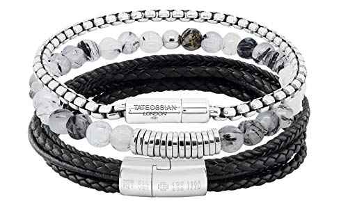 Pop Rigato Double Wrap Leather Bracelet In Black With Black Ruthenium –  Tateossian USA