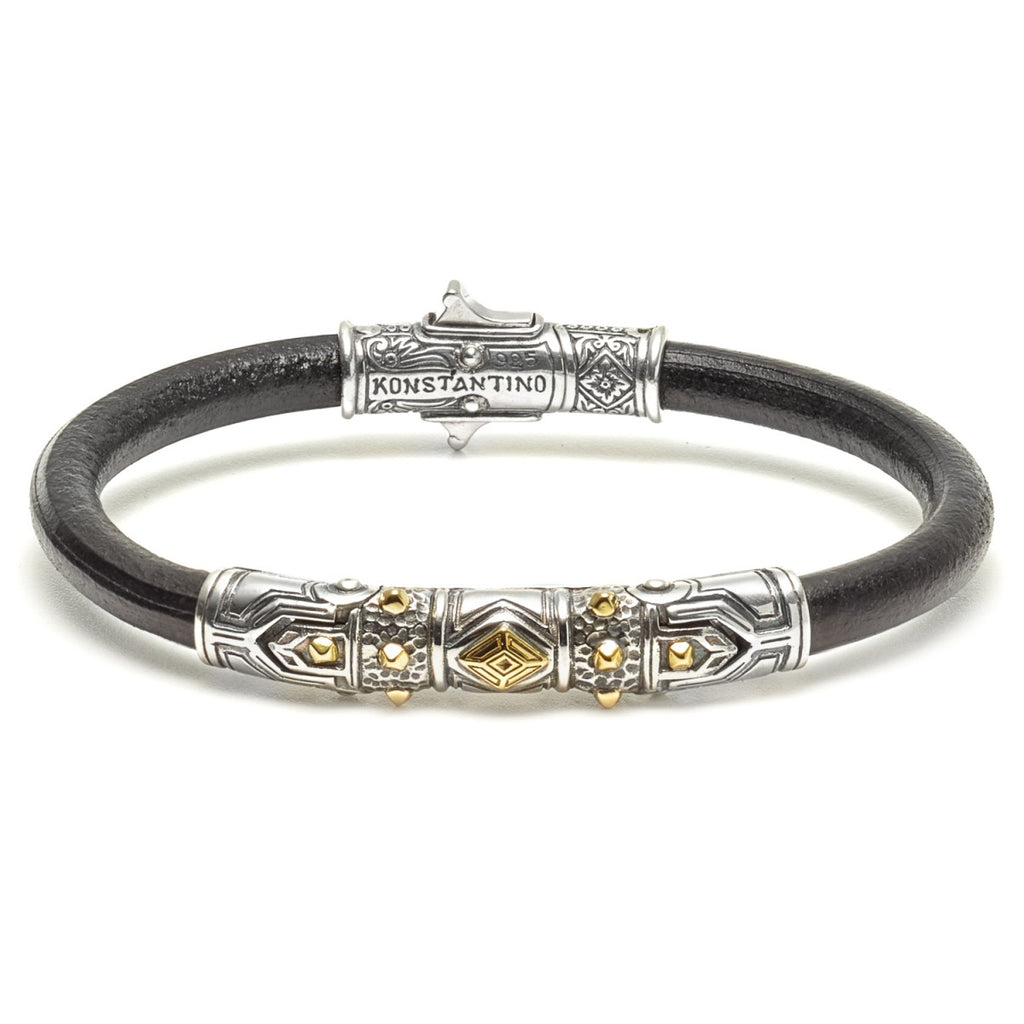 Black leather Diamond Giza bracelet – Tateossian USA