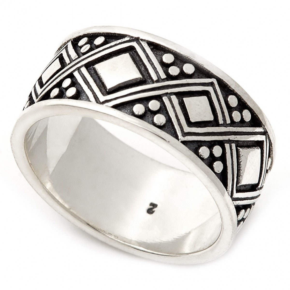 Konstantino Men's Sterling Silver Ring With Engraved Diamond Patterns ...