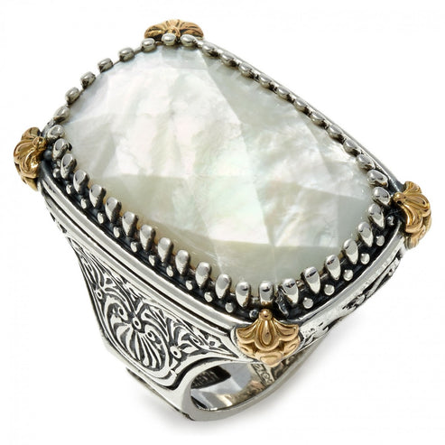 Konstantino Women’s Sterling Silver, Mother of Pearl & 18K Gold Ring ...