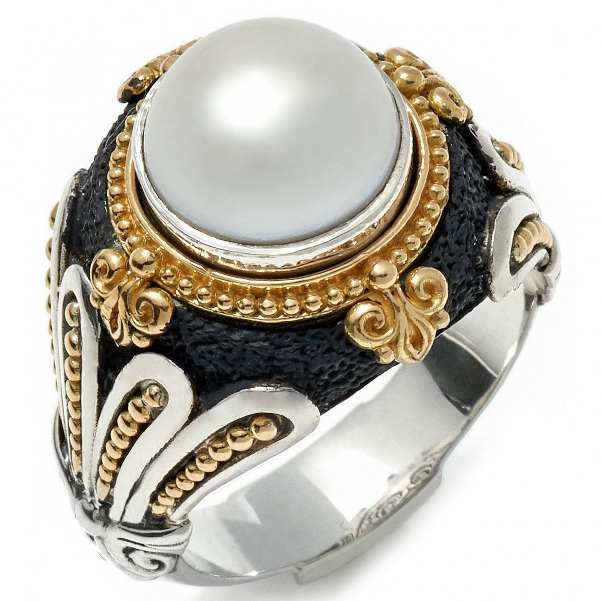 Konstantino Women’s Sterling Silver, 18K Gold and Pearl Ring – Upscaleman