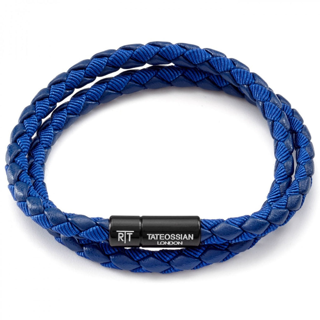 Tateossian Double Wrap Scoubidou Black and Blue Bracelet – Upscaleman