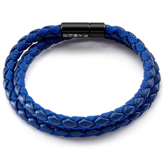 Pop Rigato Double Wrap Leather Bracelet In Navy – Tateossian USA