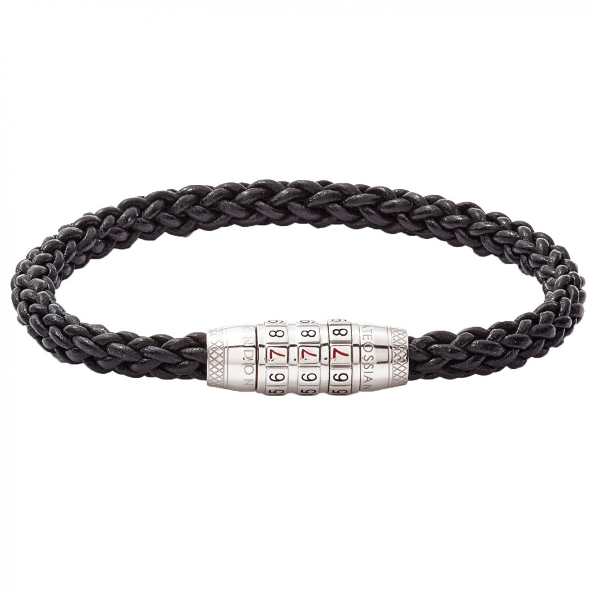 Tarquins Silver and Leather S-Lock Bracelet - Black