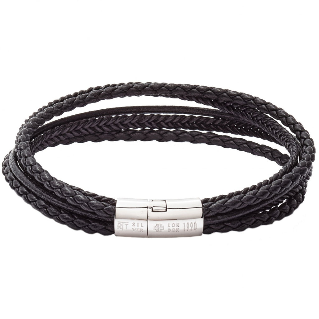 Black leather Diamond Giza bracelet – Tateossian USA