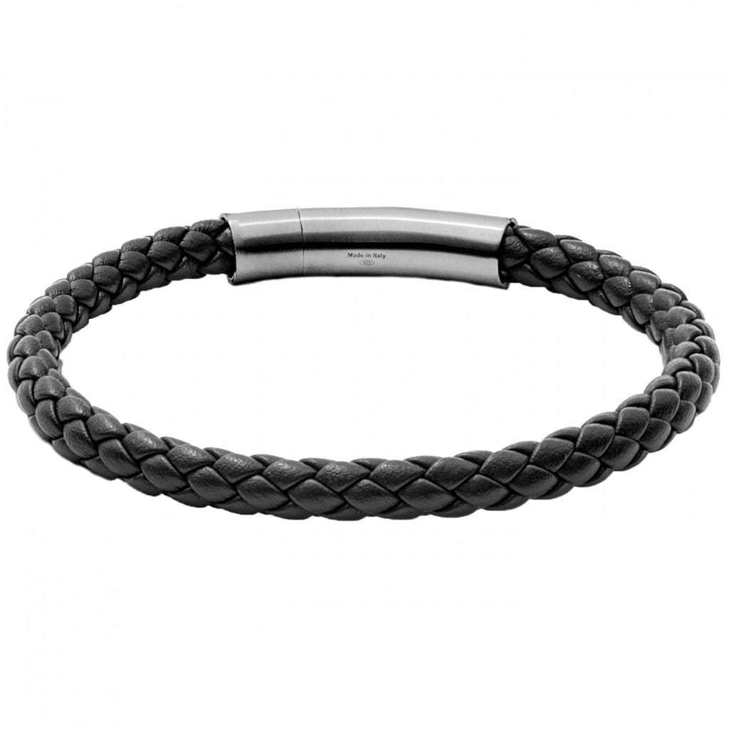 Pop Rigato Double Wrap Leather Bracelet In Black With Black Ruthenium –  Tateossian USA