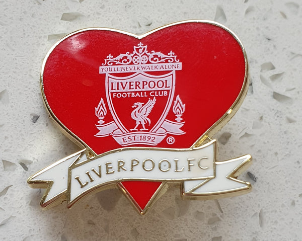 Liverpool Official Heart Crest Pin Badge - Red and White – Footy Souvenirs