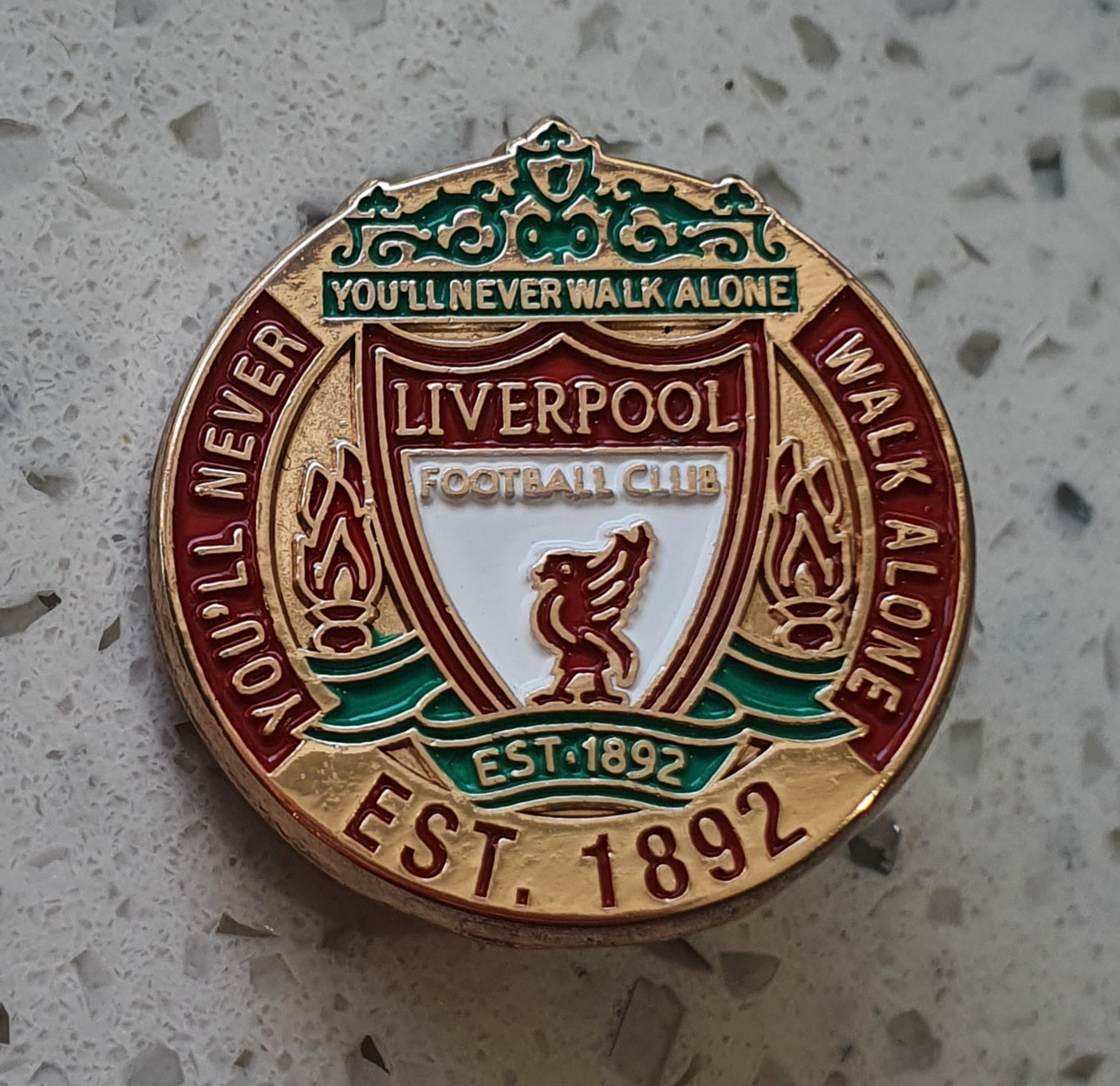 Liverpool FC Official Gold Round Pin Badge with Club Crest - Est. 1892 ...