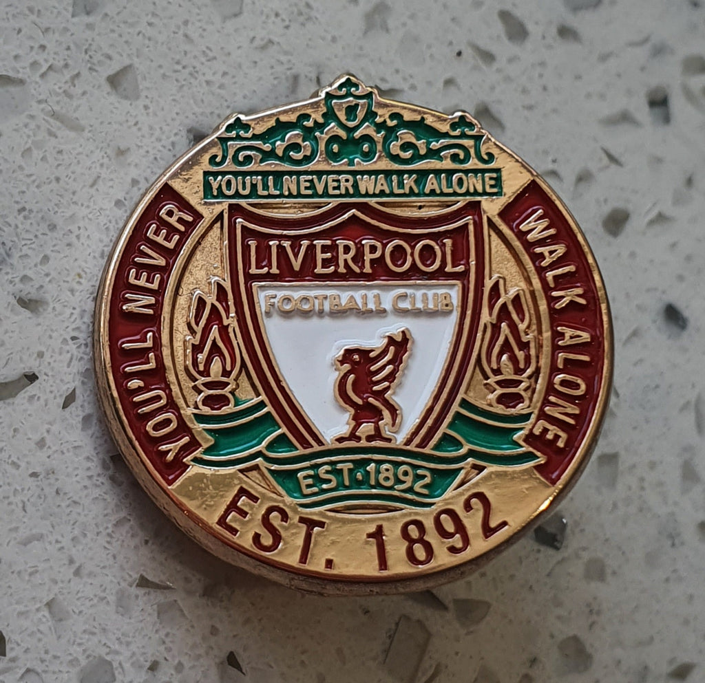 Liverpool FC Official Gold Round Pin Badge with Club Crest - Est. 1892 ...