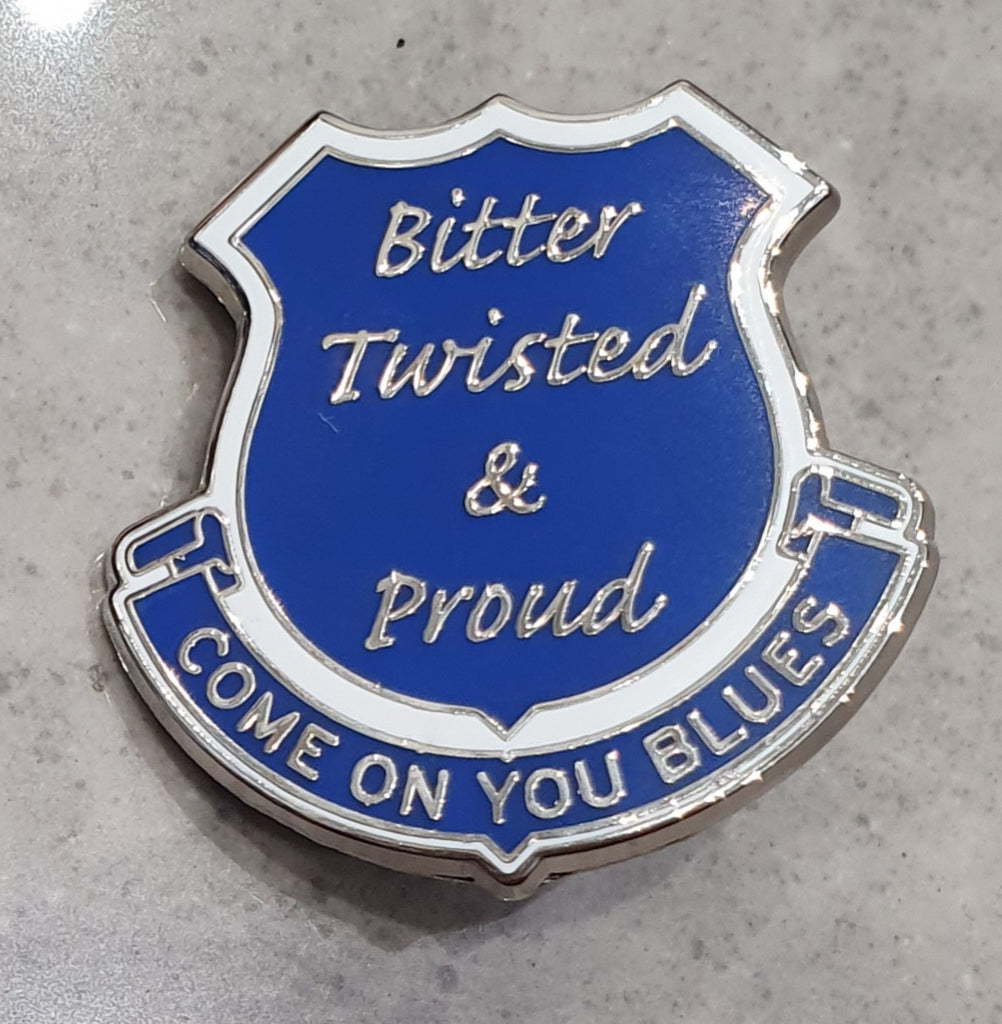 Everton Fc Offical Bitter Twisted And Proud Crest Pin Badge Footy Souvenirs