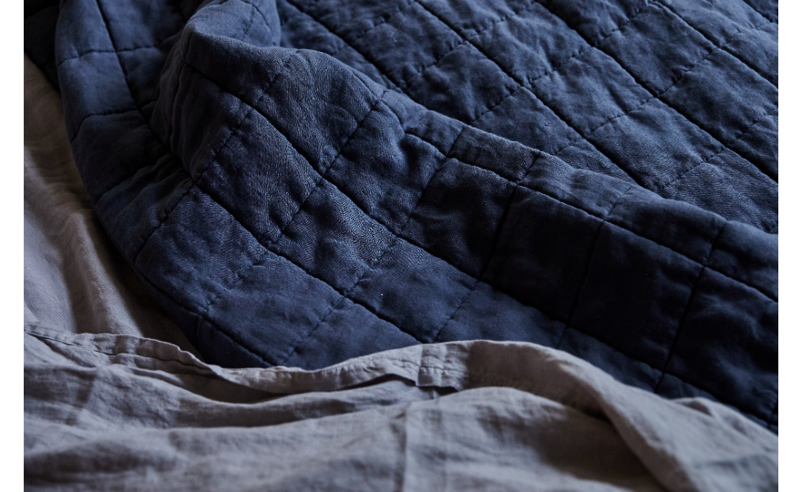 Dark grey linen bedding