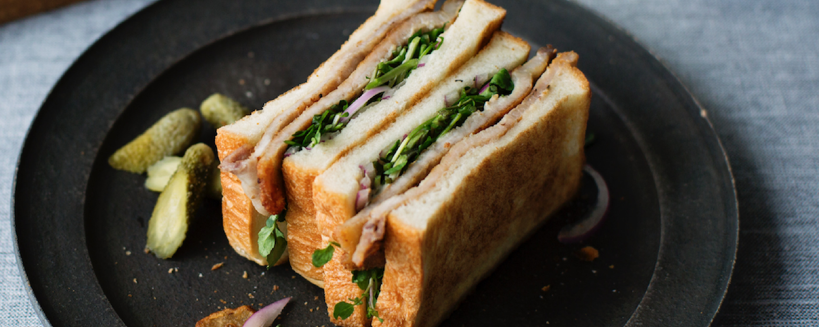 Roasted Pork and Watercress Sandwich