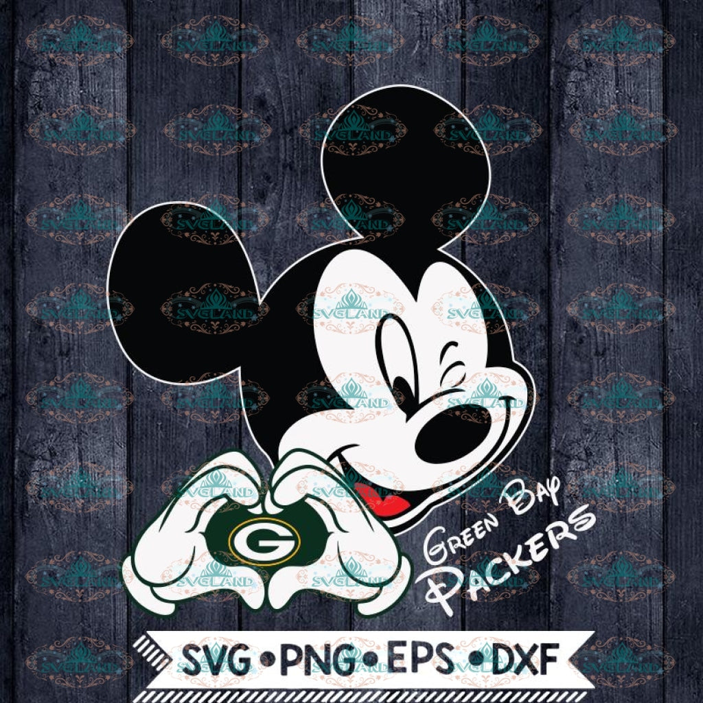 Green Bay Packers Svg Love Svg Heart Mickey Mouse Love Svg Nfl Svg Svglandstore