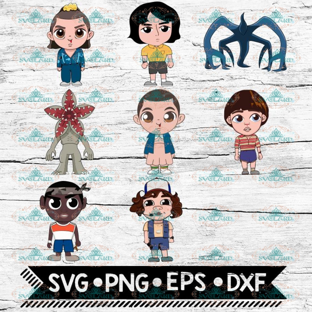 Stranger Things Svg 8 Chibi Characters Eleven Mike Will Dustin L Svglandstore